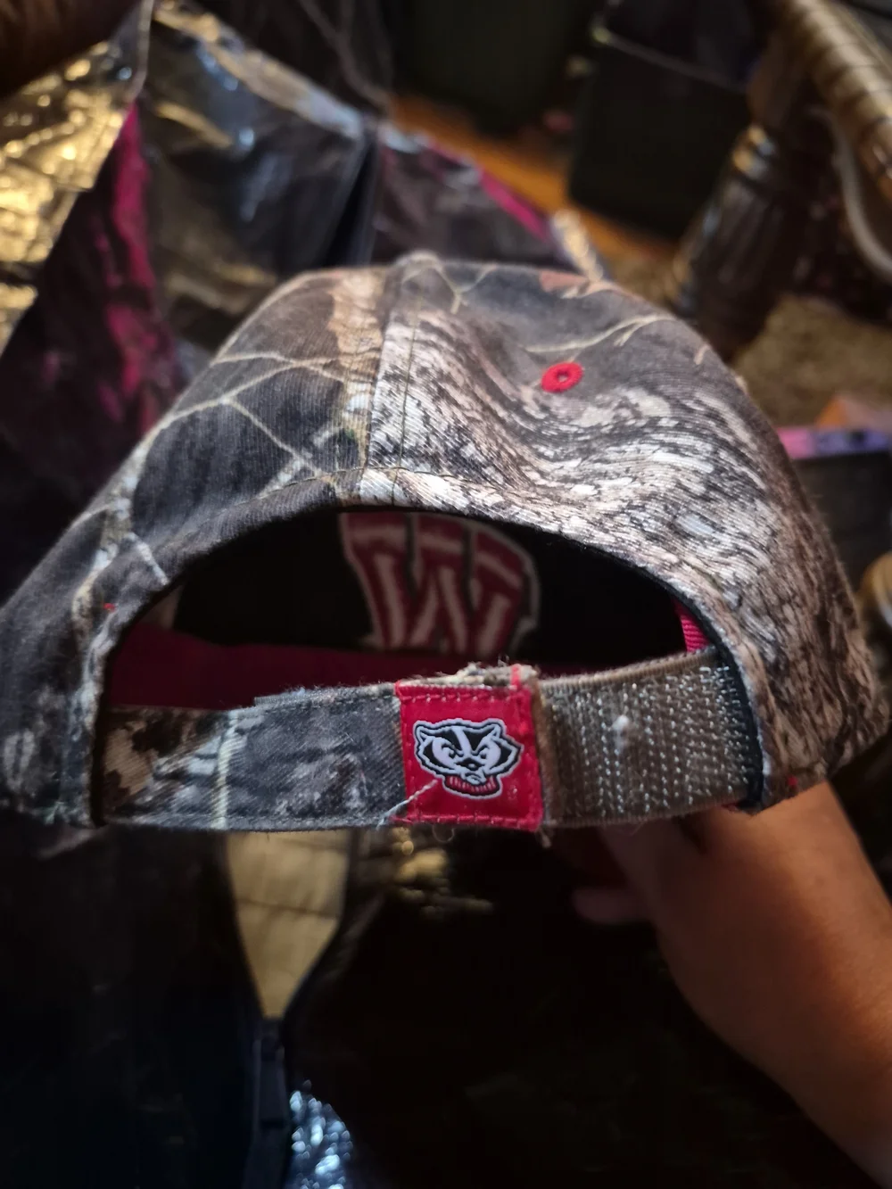 Red 'Wisconsin' Camo Baseball Cap - Unbranded